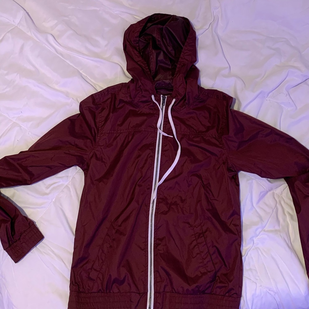 burgundy wind breaker from zumiez